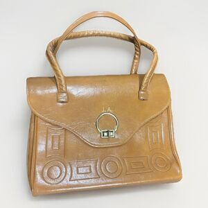 VTG Art Deco Leather Handbag 1930s Purse Embossed With Initials J.A. Antique